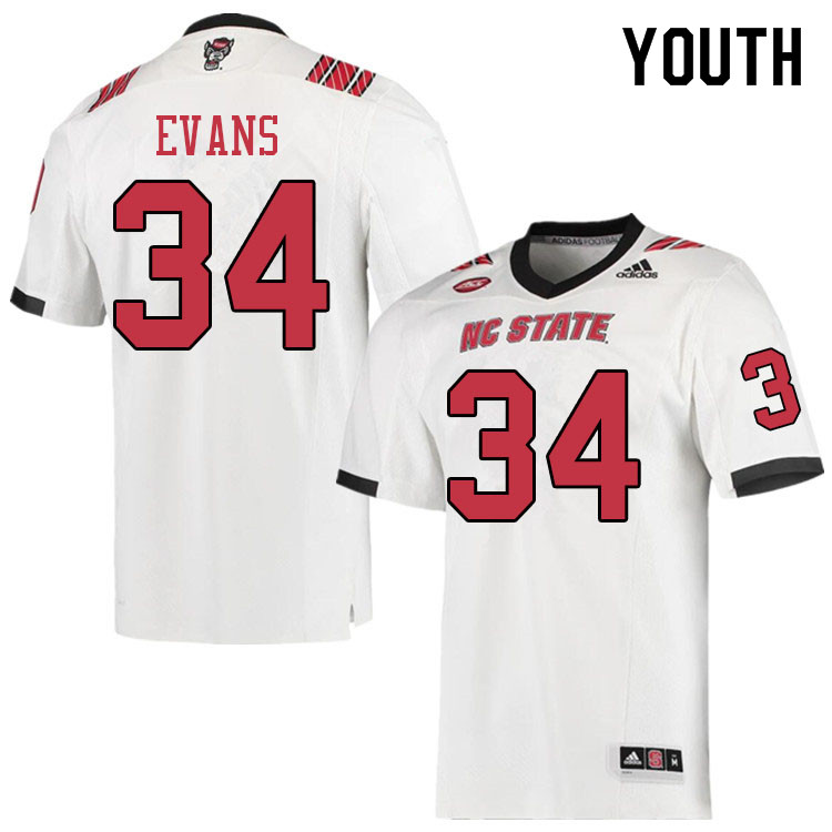 Youth #34 Nate Evans NC State Wolfpack College Football Jerseys Sale-White